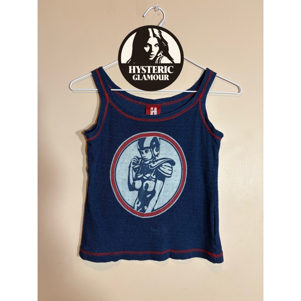 Vintage Hysteric Glamour Navy and Red Tank Top